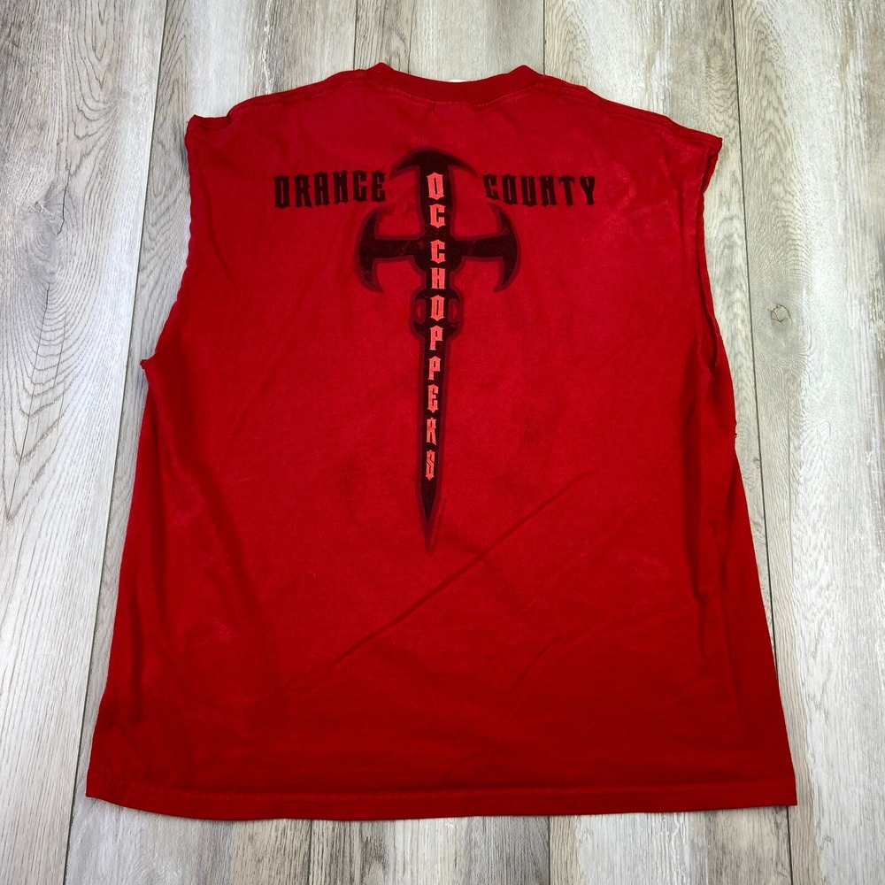 VINTAGE OCC Orange County Choppers Shirt Mens XL Red Hearts Dagger Sleeveless *